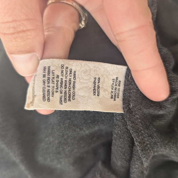 Soft Surroundings Drawstring Cowl Neck Top Size x Long Sleeve Blue Viscose Blend - Picture 7 of 7